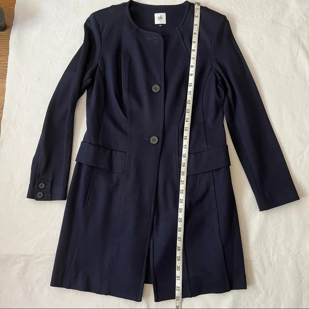 CAbi Navy Lido Ponte Knit Long Blazer Jacket 5093